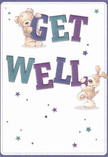Lively and comforting, this get well card radiates the welcoming optimism familiar to those around Manor House. Two heartfelt characters-a teddy bear with golden-brown fur and an adoring puppy with floppy, cream-coloured ears-appear to bound from the centre, joyfully supporting the giant, teal and indigo letters that proclaim 'Get Well.' The background's creamy white is bright and pure, setting off a constellation of blue and purple stars that shimmer like good wishes sent across the community. The detailed illustration allows you to almost feel the softness of the bear and the tender velvet of the puppy, inviting thoughts of gentle hugs and reassuring presence. This scene, much like a hand-delivered bouquet from local florists, is filled with genuine kindness and care-a nourishing combination for anyone in need of a little lift near Finsbury Park, Green Lanes, or the heart of Manor House.